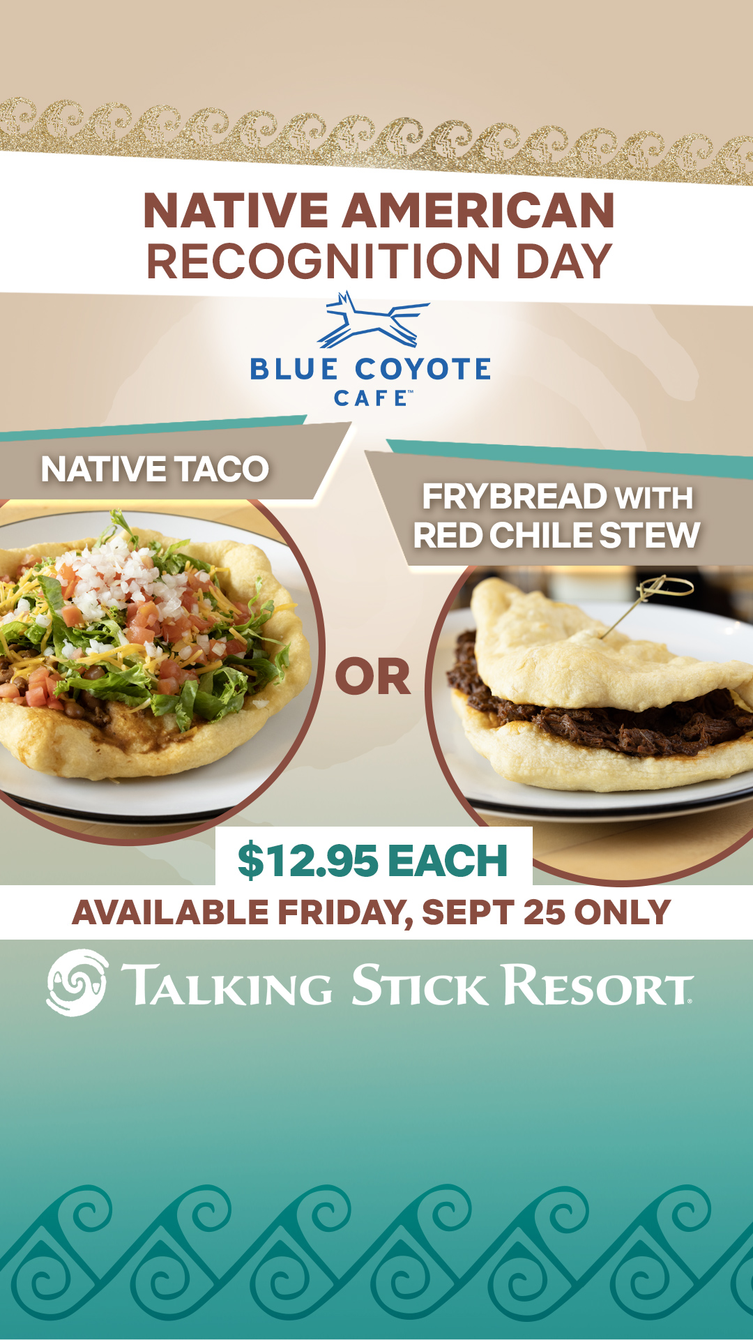 TSR native American recognition day special at blue coyote cafe