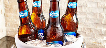 Bucket of bottled Bud Light beer